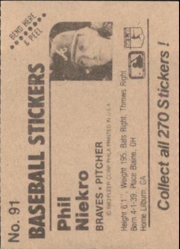 B1255- 1983 Fleer Stickers Baseball Card #s 1-200 -You Pick- 15+ FREE US SHIP - Picture 109 of 231