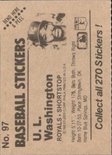 B1255- 1983 Fleer Stickers Baseball Card #s 1-200 -You Pick- 15+ FREE US SHIP - Picture 115 of 231