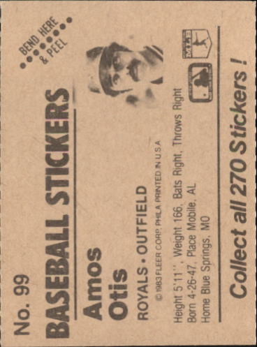 B1255- 1983 Fleer Stickers Baseball Card #s 1-200 -You Pick- 15+ FREE US SHIP - Picture 117 of 231