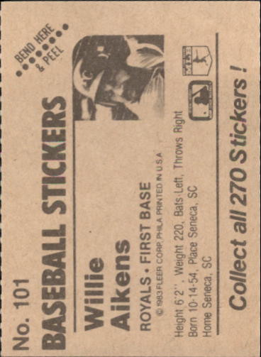 B1255- 1983 Fleer Stickers Baseball Card #s 1-200 -You Pick- 15+ FREE US SHIP - Picture 119 of 231