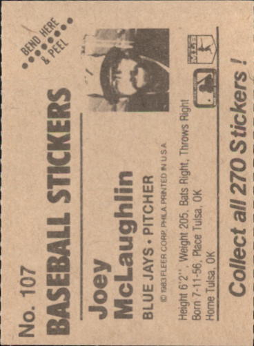 B1255- 1983 Fleer Stickers Baseball Card #s 1-200 -You Pick- 15+ FREE US SHIP - Picture 123 of 231