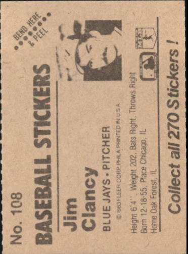 B1255- 1983 Fleer Stickers Baseball Card #s 1-200 -You Pick- 15+ FREE US SHIP - Picture 125 of 231