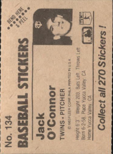 B1255- 1983 Fleer Stickers Baseball Card #s 1-200 -You Pick- 15+ FREE US SHIP - Picture 163 of 231