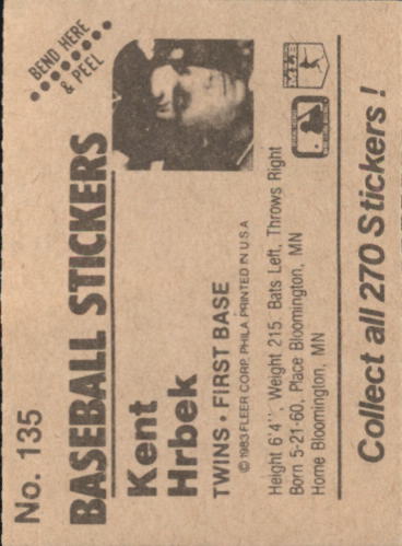 B1255- 1983 Fleer Stickers Baseball Card #s 1-200 -You Pick- 15+ FREE US SHIP - Picture 165 of 231