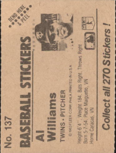 B1255- 1983 Fleer Stickers Baseball Card #s 1-200 -You Pick- 15+ FREE US SHIP - Picture 167 of 231