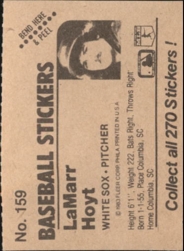 B1255- 1983 Fleer Stickers Baseball Card #s 1-200 -You Pick- 15+ FREE US SHIP - Picture 185 of 231