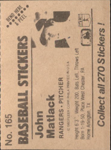 B1255- 1983 Fleer Stickers Baseball Card #s 1-200 -You Pick- 15+ FREE US SHIP - Picture 187 of 231