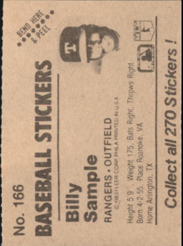 B1255- 1983 Fleer Stickers Baseball Card #s 1-200 -You Pick- 15+ FREE US SHIP - Picture 189 of 231