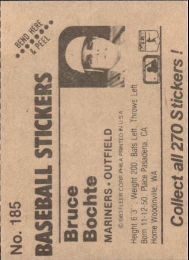 B1255- 1983 Fleer Stickers Baseball Card #s 1-200 -You Pick- 15+ FREE US SHIP - Picture 213 of 231