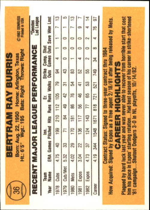 A6279- 1983 Donruss Baseball Cards 1-249 +Rookies -You Pick- 15+ FREE US SHIP