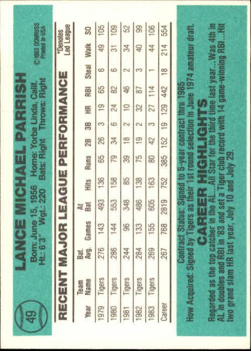 thumbnail 37 - 1984 Donruss Baseball Card Pick 3-313