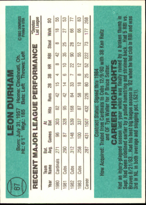 thumbnail 59 - 1984 Donruss Baseball Card Pick 3-313