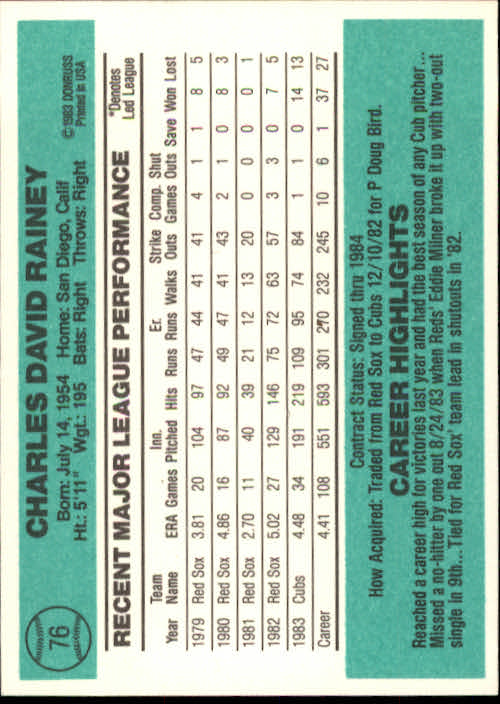 thumbnail 75 - 1984 Donruss Baseball Card Pick 3-313