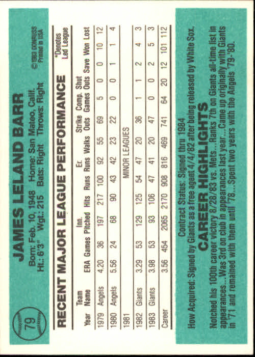 thumbnail 81 - 1984 Donruss Baseball Card Pick 3-313