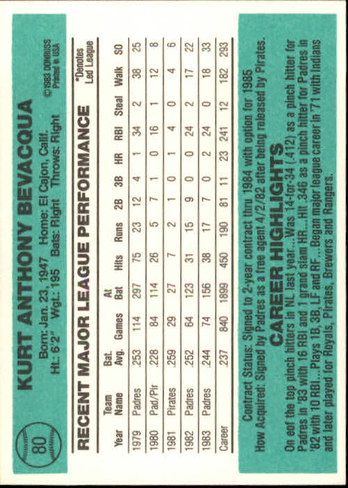 thumbnail 83 - 1984 Donruss Baseball Card Pick 3-313