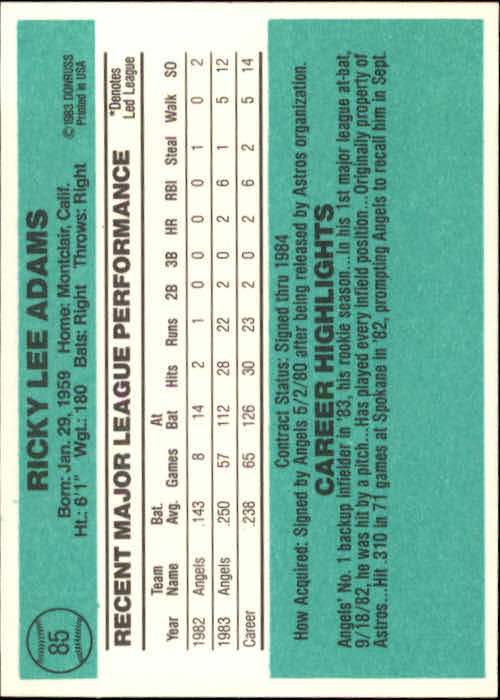 thumbnail 93 - 1984 Donruss Baseball Card Pick 3-313
