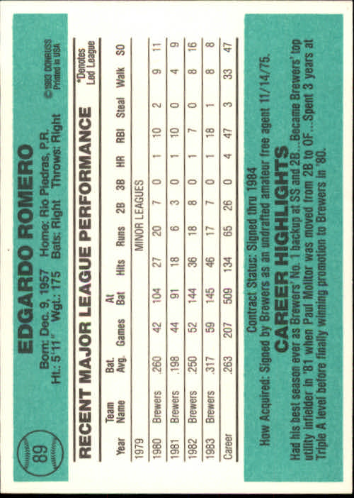 thumbnail 99 - 1984 Donruss Baseball Card Pick 3-313