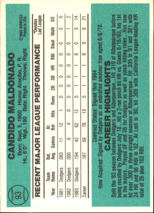 thumbnail 105 - 1984 Donruss Baseball Card Pick 3-313