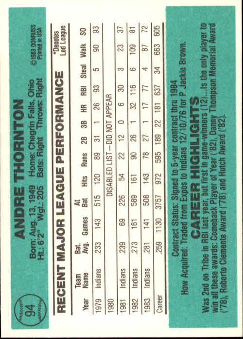 thumbnail 107 - 1984 Donruss Baseball Card Pick 3-313