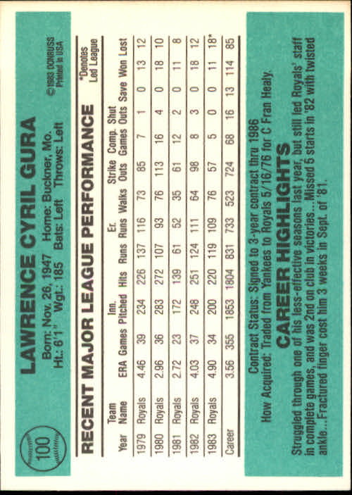 thumbnail 119 - 1984 Donruss Baseball Card Pick 3-313