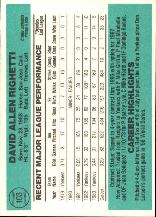 thumbnail 125 - 1984 Donruss Baseball Card Pick 3-313