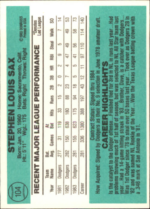 thumbnail 127 - 1984 Donruss Baseball Card Pick 3-313