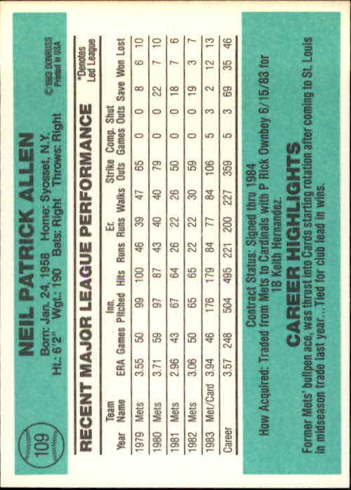 thumbnail 135 - 1984 Donruss Baseball Card Pick 3-313