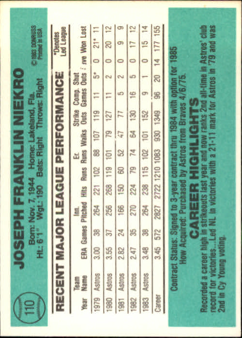 thumbnail 137 - 1984 Donruss Baseball Card Pick 3-313