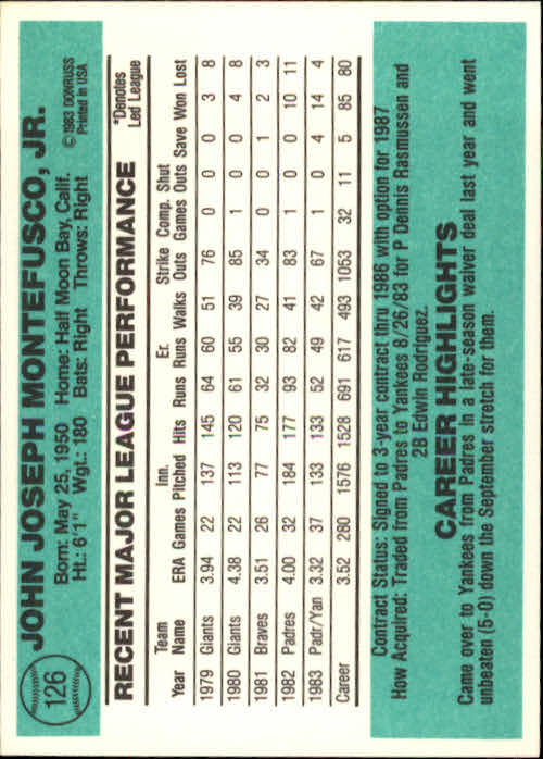 thumbnail 161 - 1984 Donruss Baseball Card Pick 3-313