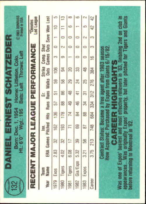 thumbnail 169 - 1984 Donruss Baseball Card Pick 3-313