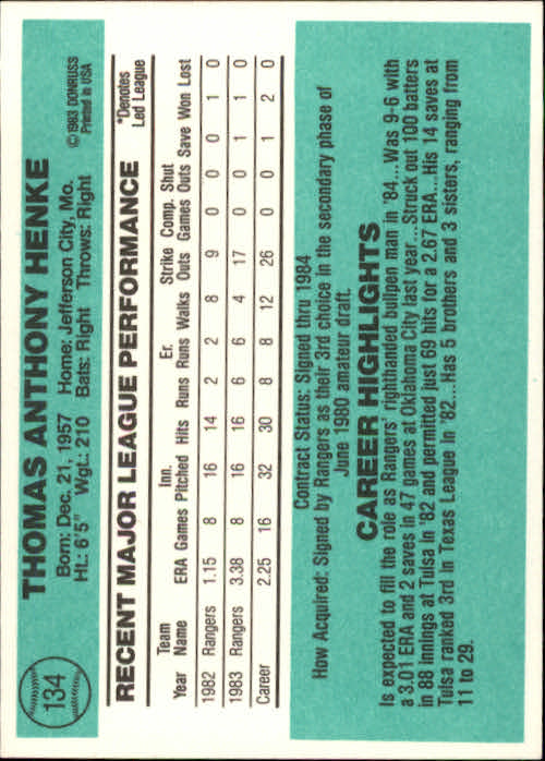 thumbnail 173 - 1984 Donruss Baseball Card Pick 3-313