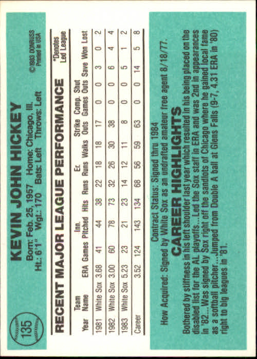 thumbnail 175 - 1984 Donruss Baseball Card Pick 3-313