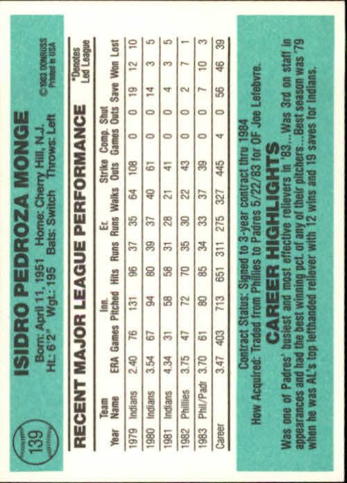 thumbnail 183 - 1984 Donruss Baseball Card Pick 3-313
