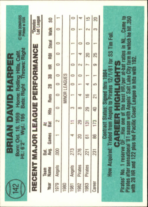 thumbnail 189 - 1984 Donruss Baseball Card Pick 3-313