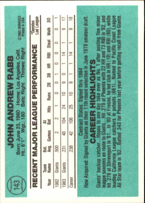 thumbnail 191 - 1984 Donruss Baseball Card Pick 3-313