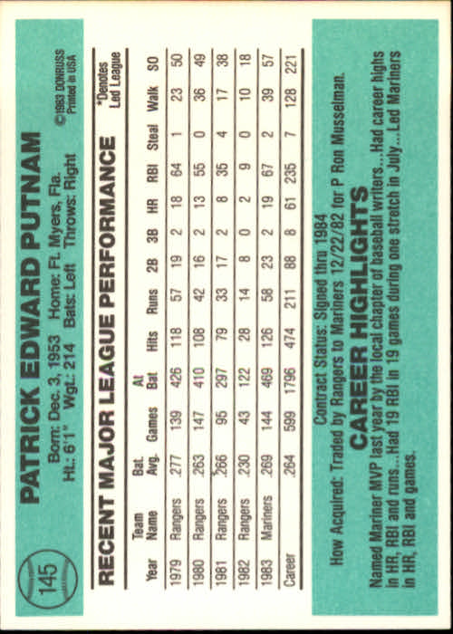 thumbnail 195 - 1984 Donruss Baseball Card Pick 3-313
