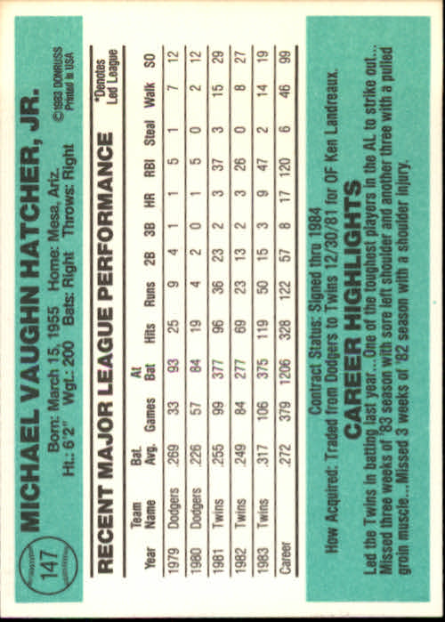 thumbnail 199 - 1984 Donruss Baseball Card Pick 3-313