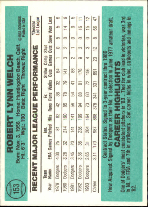 thumbnail 207 - 1984 Donruss Baseball Card Pick 3-313