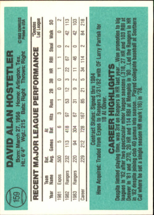 thumbnail 219 - 1984 Donruss Baseball Card Pick 3-313
