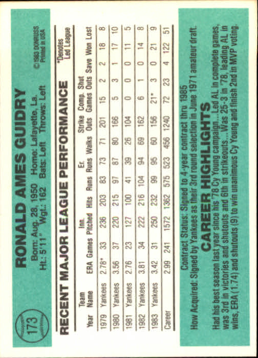 thumbnail 247 - 1984 Donruss Baseball Card Pick 3-313