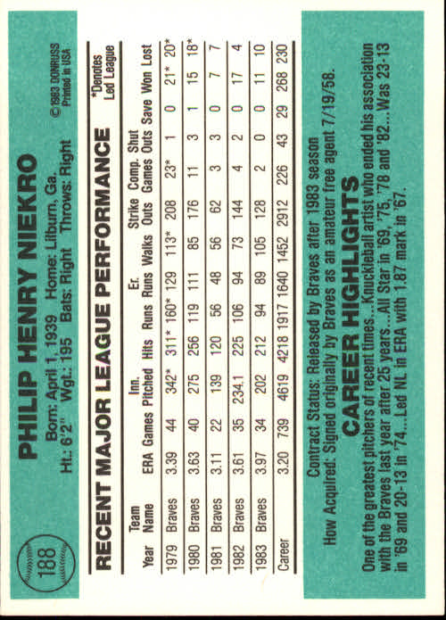 thumbnail 273 - 1984 Donruss Baseball Card Pick 3-313