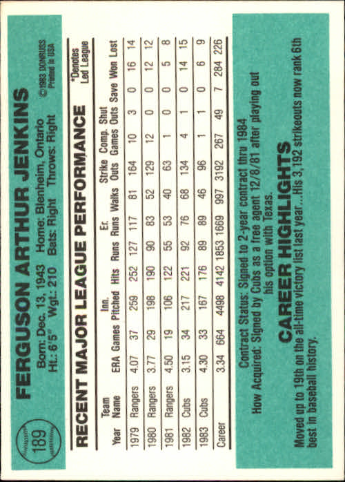 thumbnail 275 - 1984 Donruss Baseball Card Pick 3-313