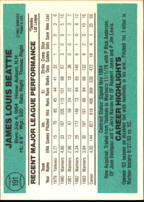 thumbnail 279 - 1984 Donruss Baseball Card Pick 3-313