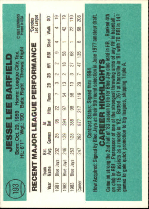 thumbnail 283 - 1984 Donruss Baseball Card Pick 3-313