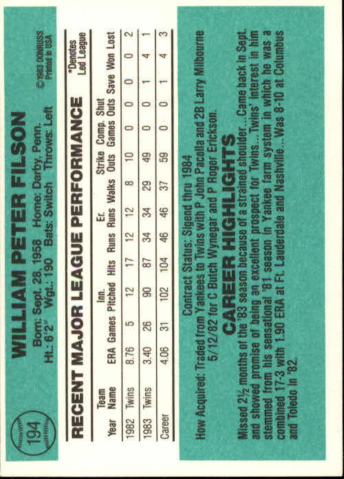 thumbnail 285 - 1984 Donruss Baseball Card Pick 3-313
