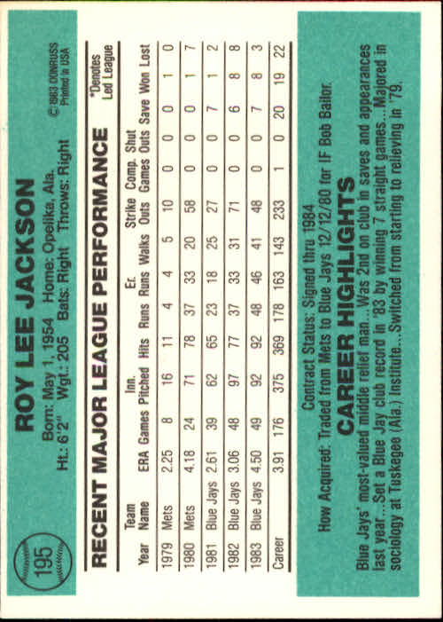 thumbnail 287 - 1984 Donruss Baseball Card Pick 3-313