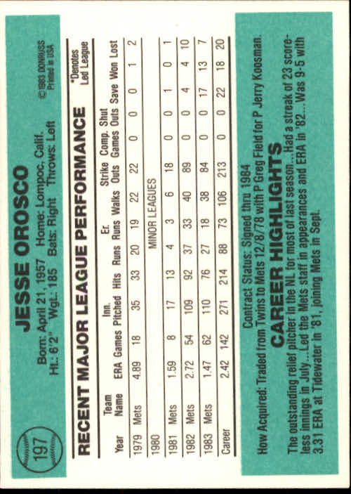 thumbnail 289 - 1984 Donruss Baseball Card Pick 3-313