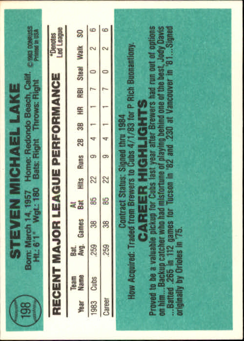 thumbnail 291 - 1984 Donruss Baseball Card Pick 3-313