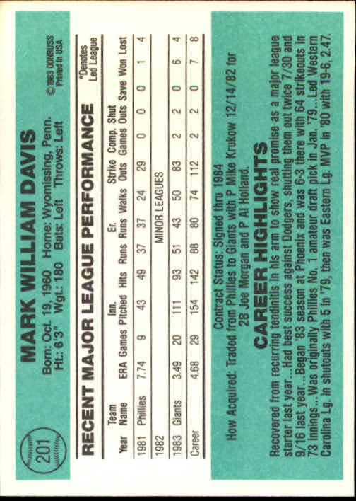 thumbnail 297 - 1984 Donruss Baseball Card Pick 3-313