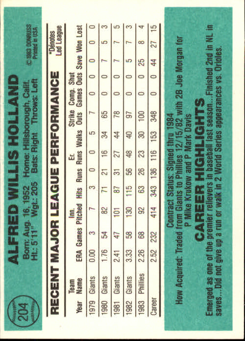 thumbnail 303 - 1984 Donruss Baseball Card Pick 3-313